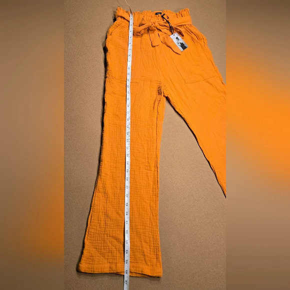 NWT Sincerely Jules orange linen pants - Picture 5 of 5